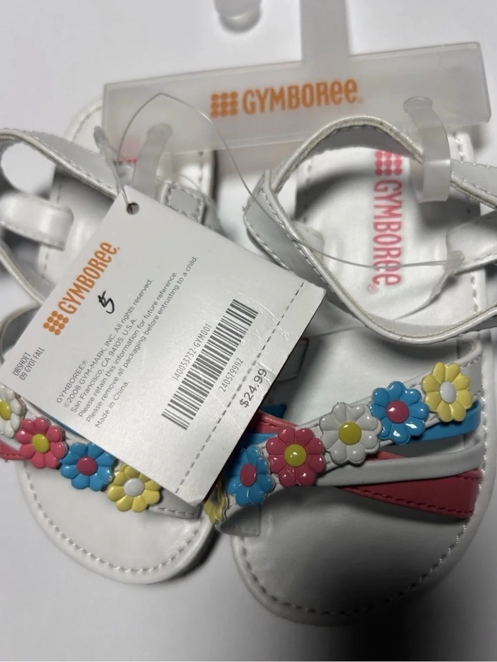 GYMBOREE Toddler Size 5 White Sandals with Pastel Floral Embellishment